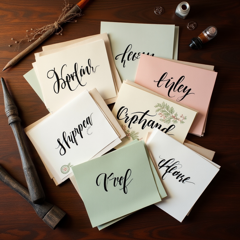 Felicitări handmade cu scriere caligrafică personalizată